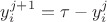 $y^{j+1}_i= \tau - y^{j}_i$