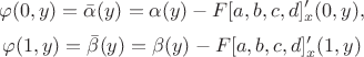 $$\varphi(0,y) = \bar{\alpha}(y) = \alpha(y) - F[a,b,c,d]'_x(0,y),$$ $$\varphi(1,y) = \bar{\beta}(y) = \beta(y) -  F[a,b,c,d]'_x(1,y)$$