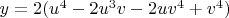 $y=2(u^4-2u^3v-2uv^4+v^4)$