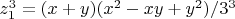 $z_1^3=(x+y)(x^2-xy+y^2)/3^3$
