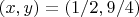 $(x,y)=(1/2,9/4)$