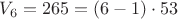 $V_6 = 265 = (6-1) \cdot 53$