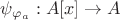 $\psi_{\varphi_a}:A[x]\to A$