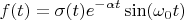 $$f(t)=\sigma(t) e^{-\alpha t} \sin(\omega_0 t)$$