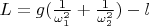 $L=g(\frac {1}{\omega _1^2}+\frac {1}{\omega _2^2})-l$