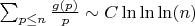 $\sum_{p \leq n} \frac {g(p)}{p} \sim C\ln\ln\ln(n)$