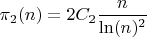 $\pi_2(n)=2 C_2 \dfrac{n}{\ln(n)^2}$