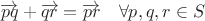 $\overrightarrow {p q}+\overrightarrow {qr} =\overrightarrow {p r} \,\,\,\,\,\, \forall p, q, r \in S$ $\overrightarrow {p q}+\overrightarrow {qr} =\overrightarrow {p r} \,\,\,\,\,\, \forall p, q, r \in S$