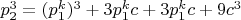 $p_2^3=(p_1^k)^3+3p_1^kc+3p_1^kc+9c^3$