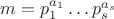 $m=p_1^{a_1}\dots p_s^{a_s}$