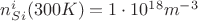 $n_{Si}^i(300K)=1\cdot10^{18} m^{-3}$