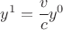 $ y^1= \cfrac{v}{c} y^0 $