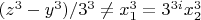 $(z^3-y^3)/3^3\neq x_1^3=3^{3i}x_2^3$