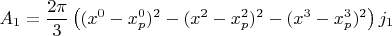 $$
A_{1} = \frac{2\pi}{3} \left(  (x^0 - x^0_p)^2 - (x^2 - x^2_p)^2 - (x^3 - x^3_p)^2 \right) j_1
$$
