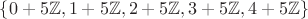 $\{0+5\mathbb Z,1+5\mathbb Z,2+5\mathbb Z,3+5\mathbb Z,4+5\mathbb Z\}$