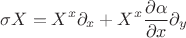 $$\sigma X = X^x{\partial}_x + X^x\frac{\partial \alpha }{\partial x} {\partial}_y$$