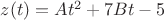 $z(t)=At^2+7Bt-5$