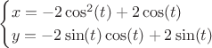 $$\begin{cases}
x=-2\cos^2(t)+2\cos(t)\\
y=-2\sin(t)\cos(t)+2\sin(t)
\end{cases}$$