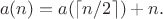 $$a(n) = a(\lceil n/2\rceil) + n.$$