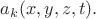 $a_k(x,y,z,t).$