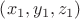 $\left( {x_1 ,y_1 ,z_1 } \right)$