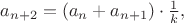 $a_{n+2}=(a_n+a_{n+1})\cdot\frac{1}{k},$