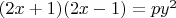 $(2x+1)(2x-1) = py^2$