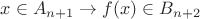 $x \in A_{n + 1} \rightarrow f(x) \in B_{n + 2}$