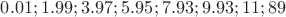 $0.01; 1.99; 3.97; 5.95; 7.93; 9.93; 11;89$