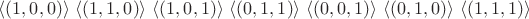$\langle(1,0,0)\rangle $
$\langle(1,1,0)\rangle $
$\langle(1,0,1)\rangle $
$\langle(0,1,1)\rangle $
$\langle(0,0,1)\rangle $
$\langle(0,1,0)\rangle $
$\langle(1,1,1)\rangle $