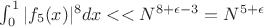 $\int_{0}^{1} |f_5(x)|^8 dx<<N^{8+\epsilon-3}=N^{5+\epsilon}$