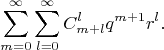 $$\sum _{m=0}^\infty\sum_{l=0}^\infty  C _{m+l} ^l q^{m+1} r^l .$$