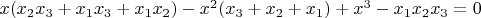 $x(x_2x_3+x_1x_3+x_1x_2)-x^2(x_3+x_2+x_1)+x^3-x_1x_2x_3=0$