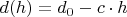 $d(h)=d_0-c\cdot h$