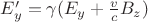 $E_y' = \gamma(E_y + \frac{v}{c}B_z)$