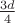 $\frac{3d}{4}$