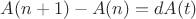 $A(n+1)-A(n)=dA(t)$ $A(n+1)-A(n)=dA(t)$