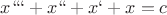 $x``` + x`` + x` + x = c$