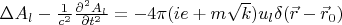 $\Delta A_l-\frac{1}{c^2}\frac{\partial^2 A_l}{\partial t^2}=-4\pi (ie+m\sqrt{k})u_l\delta(\vec r-\vec r_0)$