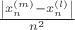 $\[\frac{{\left| {x_n^{\left( m \right)} - x_n^{\left( l \right)}} \right|}}
{{{n^2}}}\]$