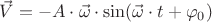 $\vec{V} = - A \cdot \vec{\omega} \cdot \sin(\vec{\omega} \cdot t + \varphi_0)$