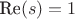 $\text{Re}(s)=1$