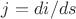 $j = di/ds$