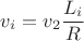 $v_i=v_2\dfrac {L_i}{R}$