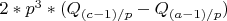 $2*p^3*(Q_{(c-1)/p}-Q_{(a-1)/p})$