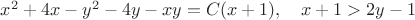 $x^2+4x-y^2-4y-xy=C(x+1),\ \ \ x+1>2y-1$