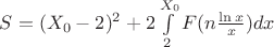 $S =(X_0-2)^2 + 2\int \limits_{2}^{X_0}F(n\frac {\ln x}{x})dx$
