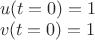 $\\
u(t=0)=1\\
v(t=0)=1$