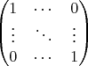 $\begin{pmatrix}1&\cdots&0\\\vdots&\ddots&\vdots\\0&\cdots&1\end{pmatrix}$