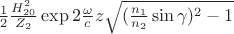 $\frac{1}{2}\frac{H_{20}^2}{Z_{2}}\exp{2\frac{\omega}{c}z\sqrt{(\frac{n_1}{n_2}\sin\gamma)^2-1}}$